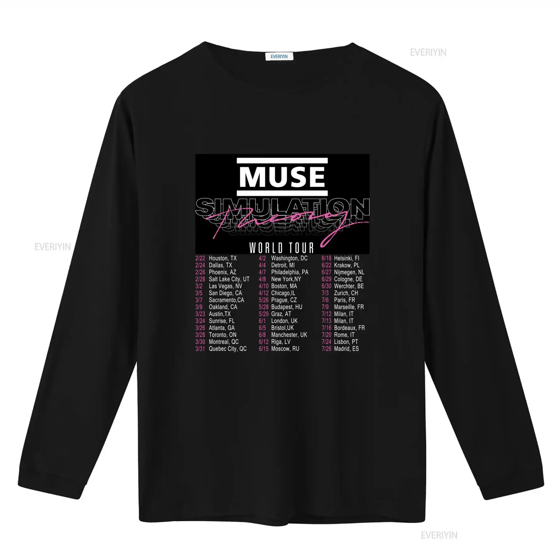Muse Simulation Theory World Tour 2019 Concert T shirt HQNP vintage Washed Slightly Comfortable designer clothes Breathable