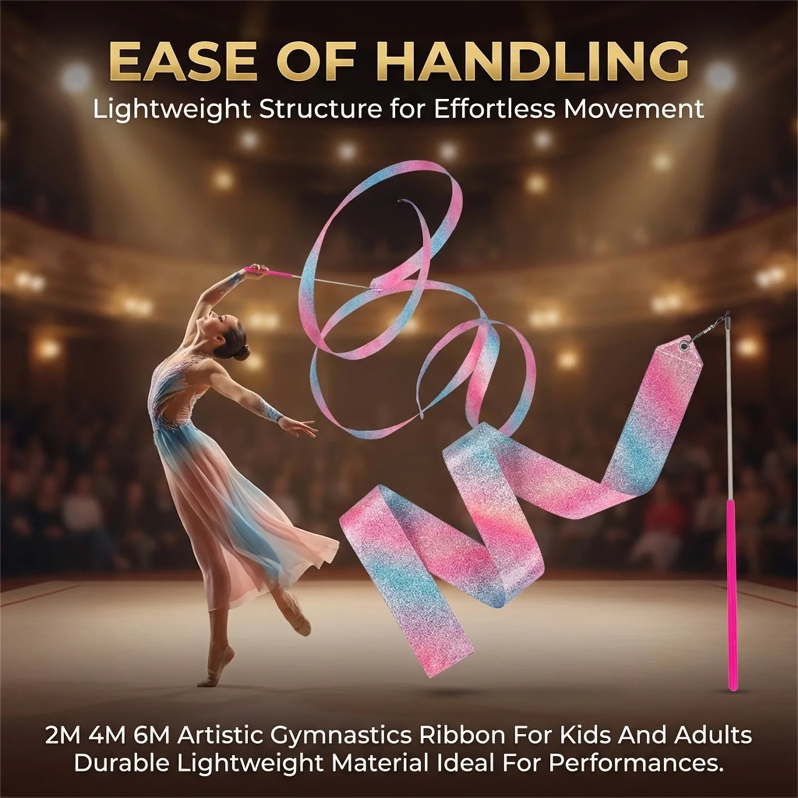 2/4/6 m künstlerisches Gymnastikband, Tanzband, leichte, langlebige Bänder für Kinder und Erwachsene, Ballett-Trainingsaufführungen – Detail 6