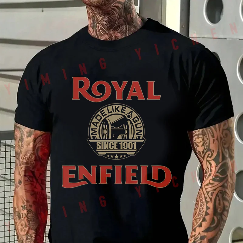 Motorcycle Royal Enfieid Riding T-Shirt Motorrad Fans New Fashion Summer Cotton Men Short Sleeve O-Neck Tees