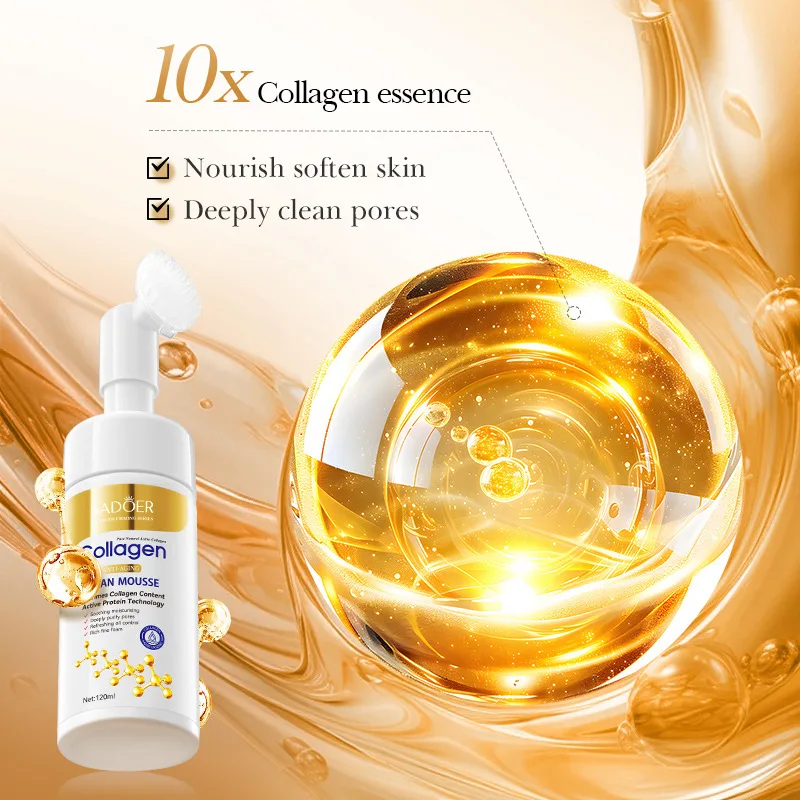 Collagen Facial Cleanser Mousse Deep Cleansing Skincare Moisturizing Firming Face Wash Foam Cleanser Skin Care Products 120ml