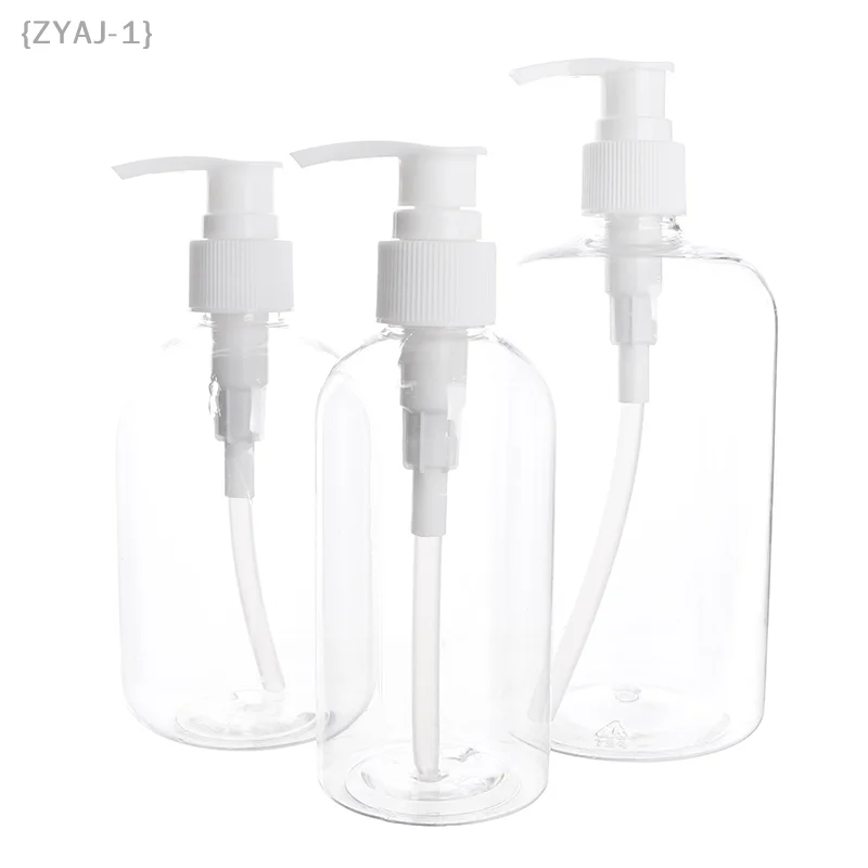 ขวดปั๊มพกพาขนาด 200-500 มล. สำหรับแชมพู โลชั่น สบู่เหลว เจลอาบน้ำ  ขวดใส PET แบบเติมได้
