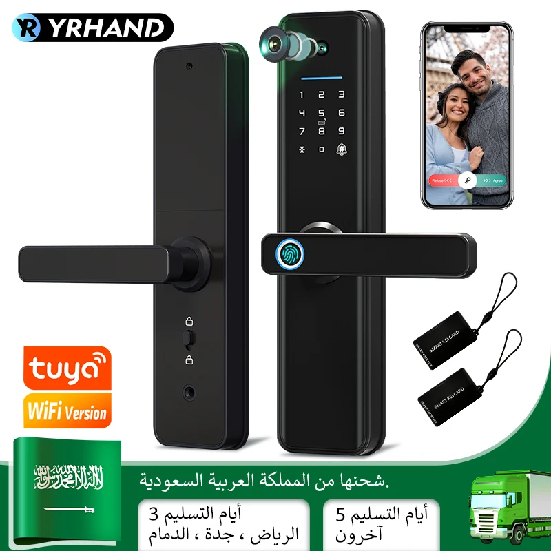 YRHAND Tuya wifi Smart fechadura peephole waterproof eletronica biometria Digital Electronic fingerprint Tuya Smart Door lock