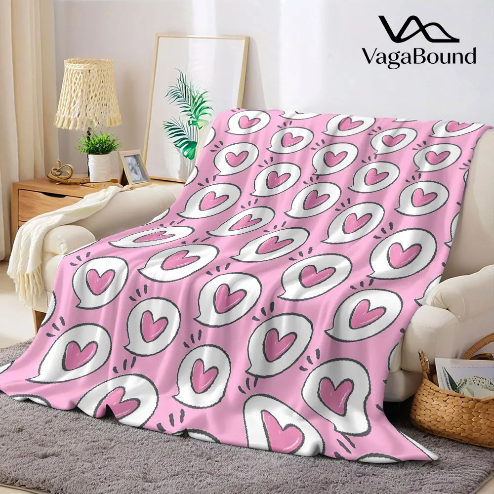 pink heart speech bubble Flannel Blanket Warm Soft Halloween Christmas Decorative Couch Warm Cozy All-Season Gift