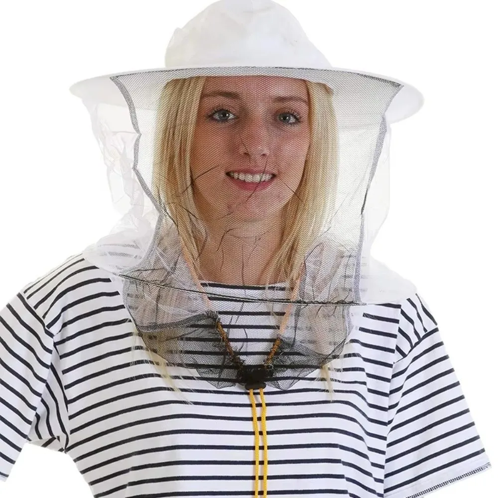 White Bee Hat Double Wire Hat Anti-Bee Beekeeping Hat Veil Hood Hat Breathable Beekeeping Protective Apparatus