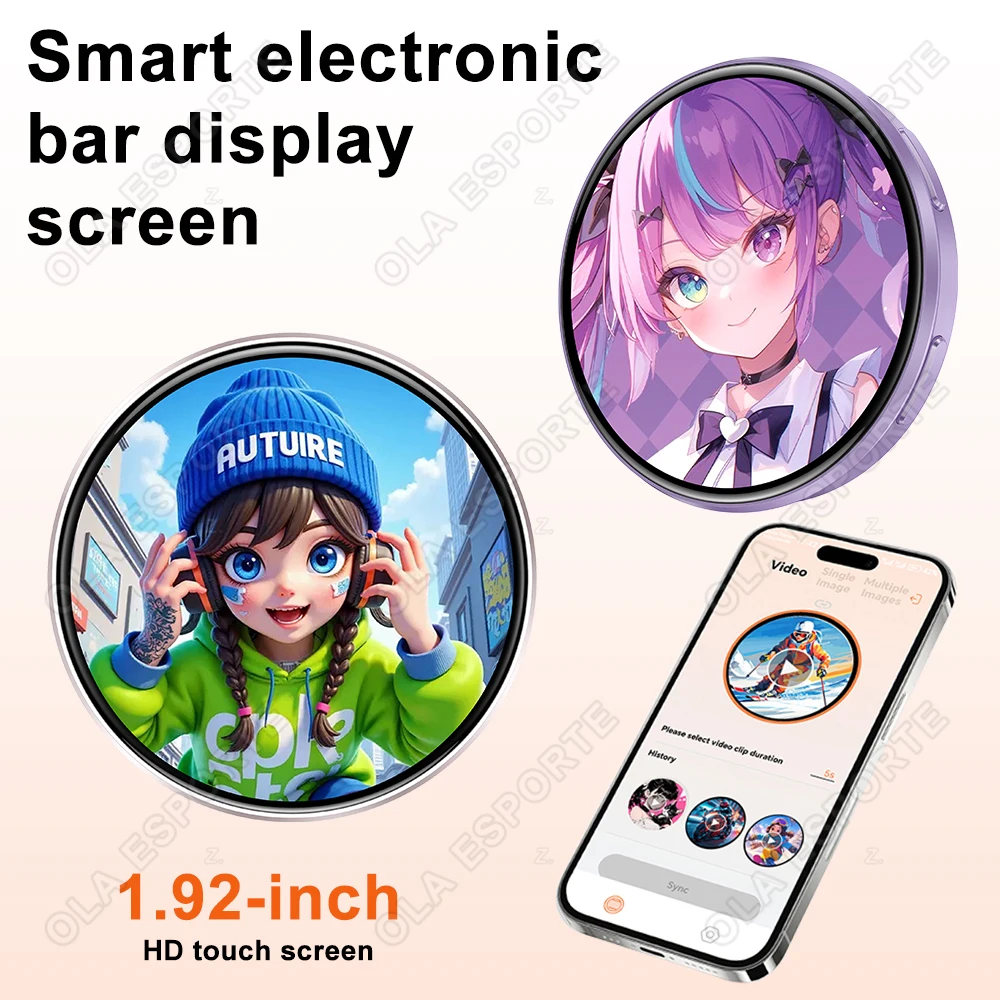 

2026 New Electronic Display Badge Bar Bluetooth Smart Cyber Badge 1.95Inch Hd Touch Screen Images Gifs Text Short Videos Display