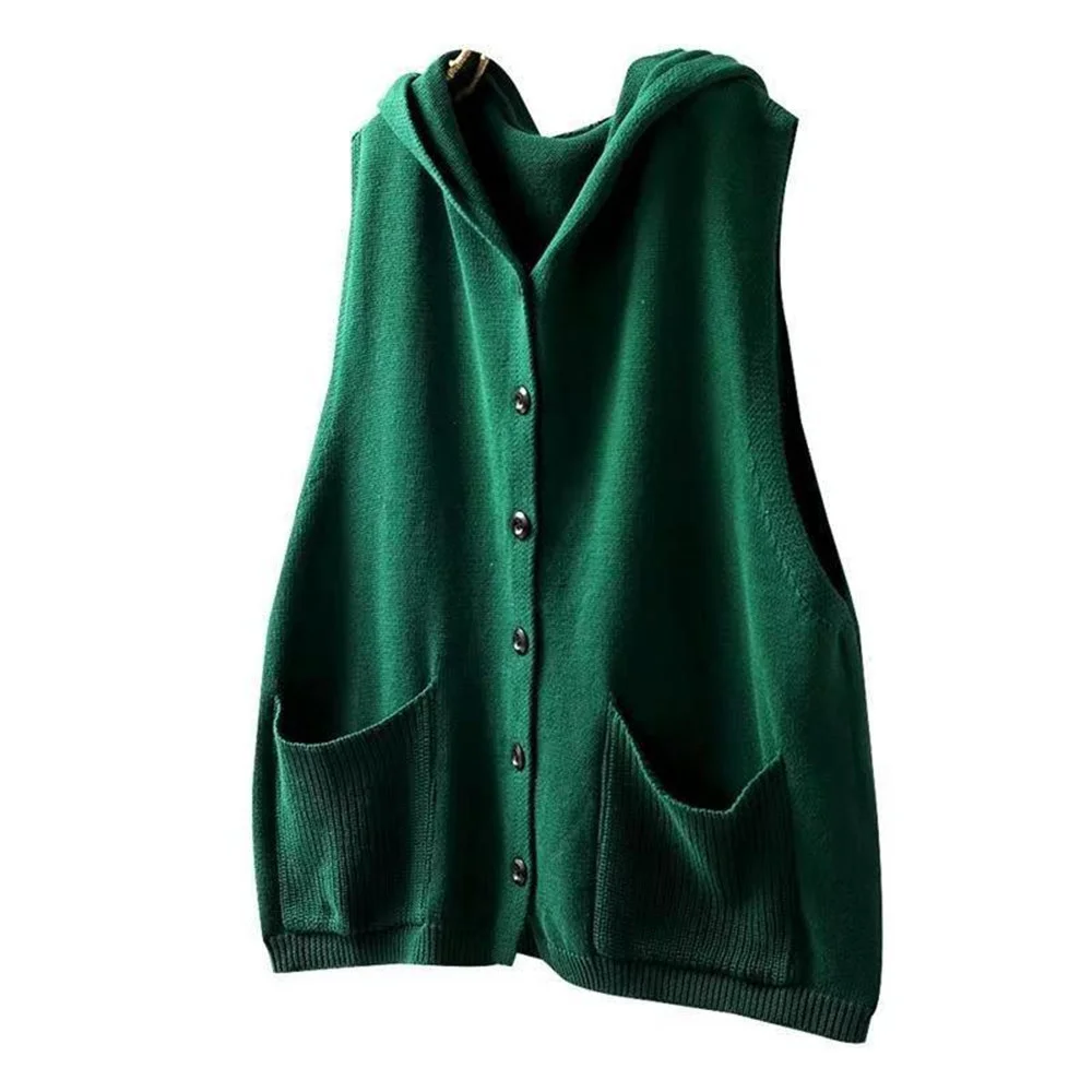 Autumn Fashion Oversized Women Knitted Sweater Sleeveless Women Vest Ladies Cardigan Tops School Girls Waistcoat Femme Clothes