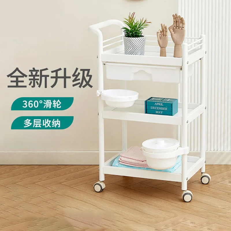 Mobile beauty cart, hairdresser storage trolley, silent universal wheel, beauty salon tool trolley