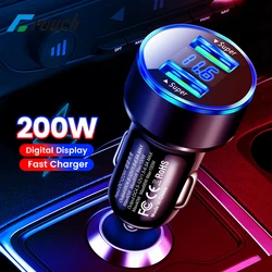 200W Dual USB Car Charger Lighter Fast Charging Digital Display Car Phone Charger Adapter For iphone Huawei Xiaomi Samsung