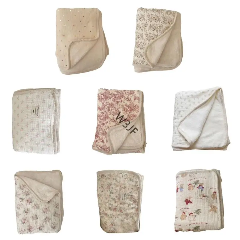 

W3JF Plush Double layered Print Cotton Blanket Multi-style Designs Blanket Lightweight Wrap Suitable for Infants & Adults