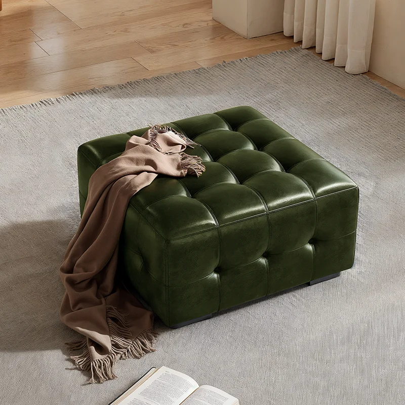Light luxury sofa stool, living room pedal, single cloakroom change stool, middle island stool, leather clothing store stool