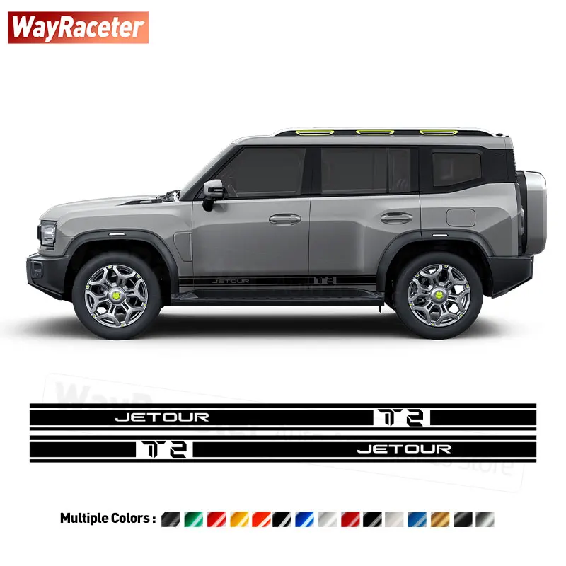 

2 Pcs/Set Matte Black Vinyl Decal Door Side Stripe Sticker For Chery Jetour T2 Off Road 4X4 Traveller 2024 2025 2023 Accessories