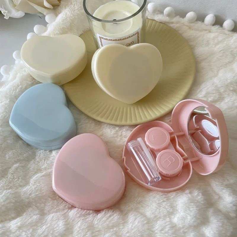 

Sweet Love Contact Lens Case With Mirror Cute Portable Color Contact Lenses Container Travel Set Gift Girl