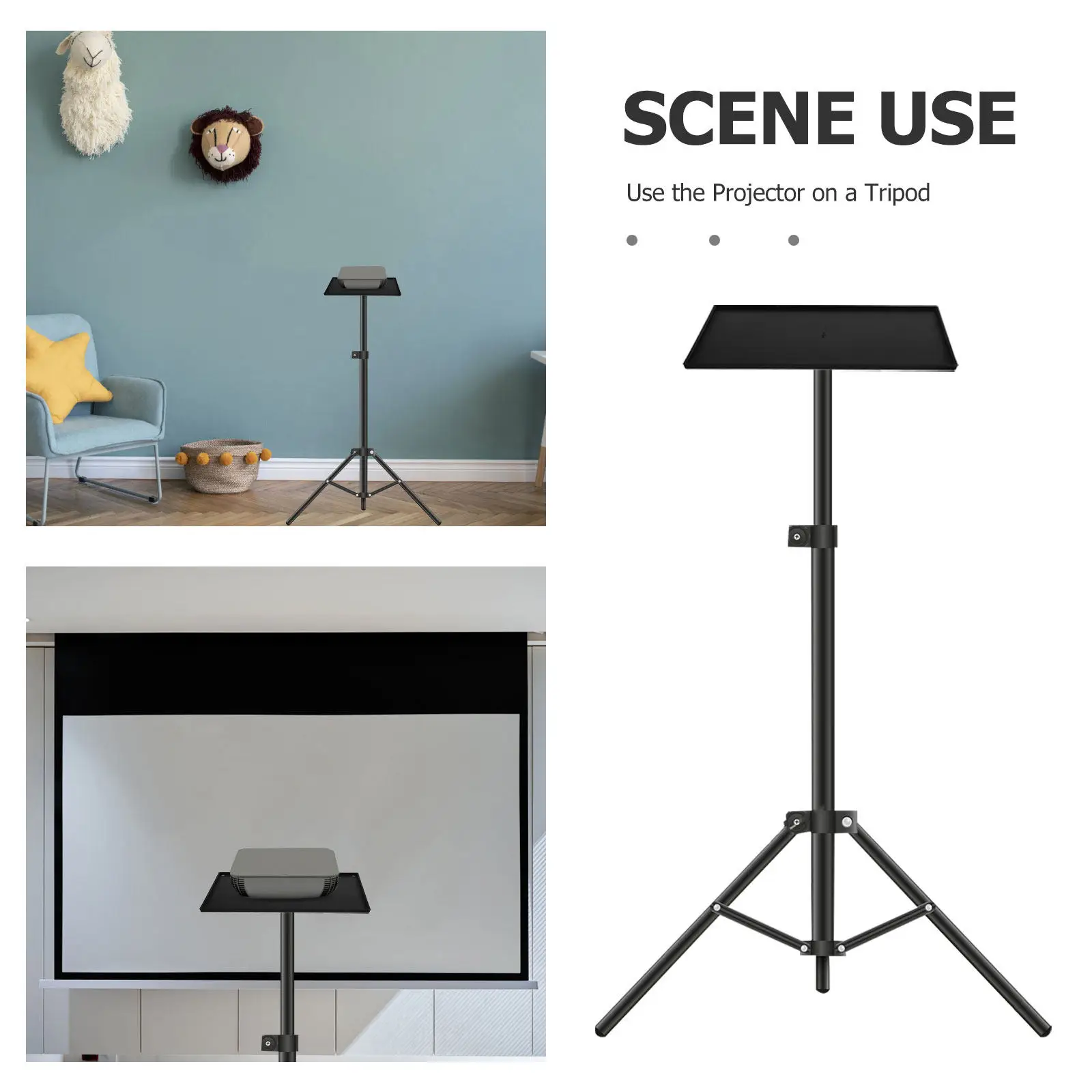 Projector Stand Tray Holder Plastic Portable Universal Desktop Tripod Mount Shelf for Projector Remote Control Holder