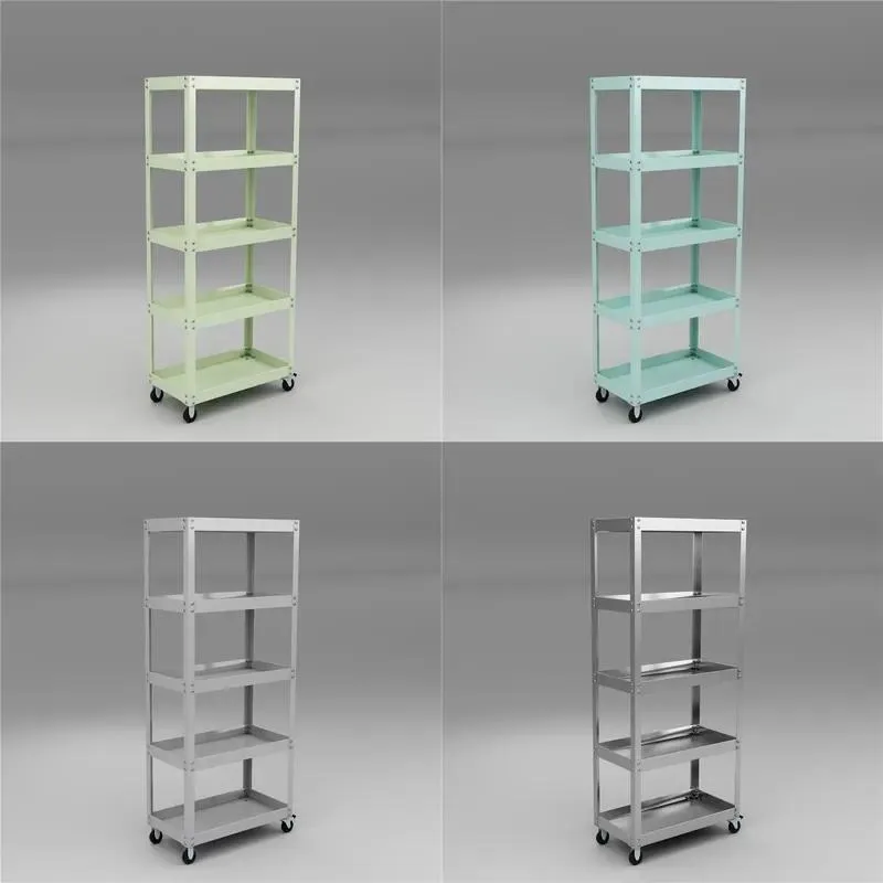 Household Metal Frame Mobile Cart Right Angle Storage Rack