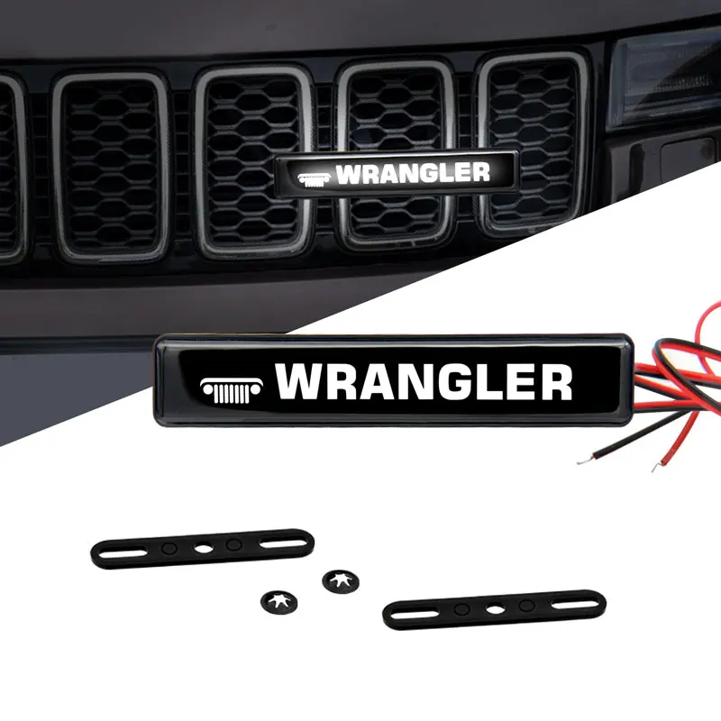 

Автомобильный Стайлинг, автомобильная передняя решетка, эмблема, светодиодная декоративная лампа для Renegade Grand Cherokee Wrangler JK JL TJ YJ CJ, компас