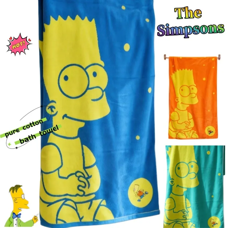 

Полотенце для ванной с вышивкой «Симпсоны», милое, модное, с мультяшным рисунком, персонализированное, креативное, 100% хлопок, 70*140 см, домашнее банное полотенце, подарок