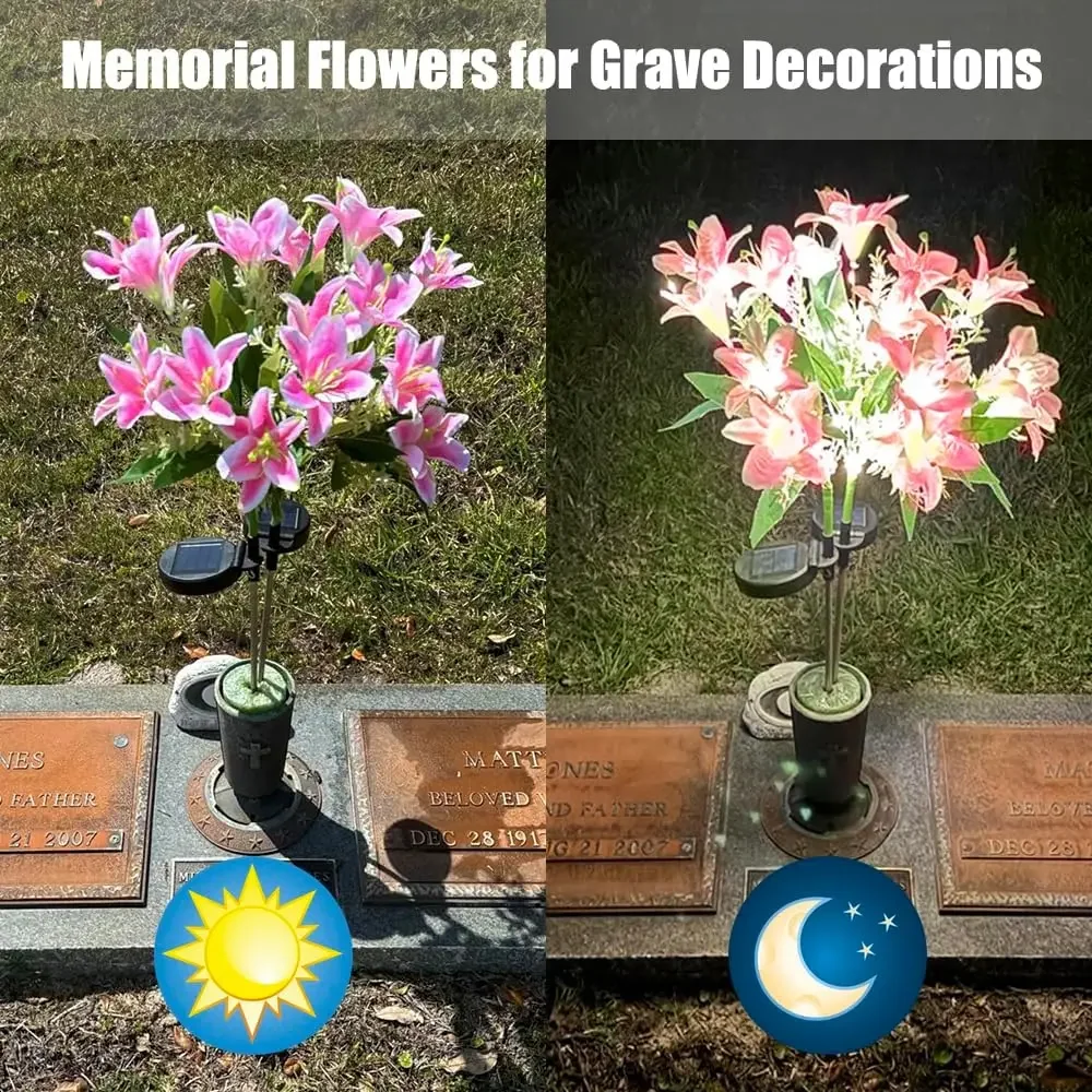 1 قطعة تعمل بالطاقة الشمسية زنبق LED مصباح حديقة أبيض دافئ زهرة واقعية للمسار في الهواء الطلق الحديقة ديكورات للباحة ديكور الحديقة الشمسية