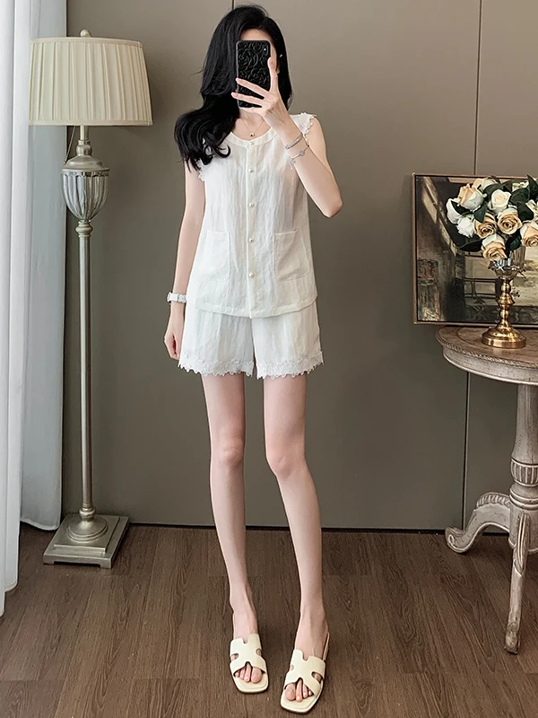 

Fashionable Sleeveless Women's Outfit Set 2026 Summer Elegant Mature Style Two-Piece Suit Short Pants High-End Feeling