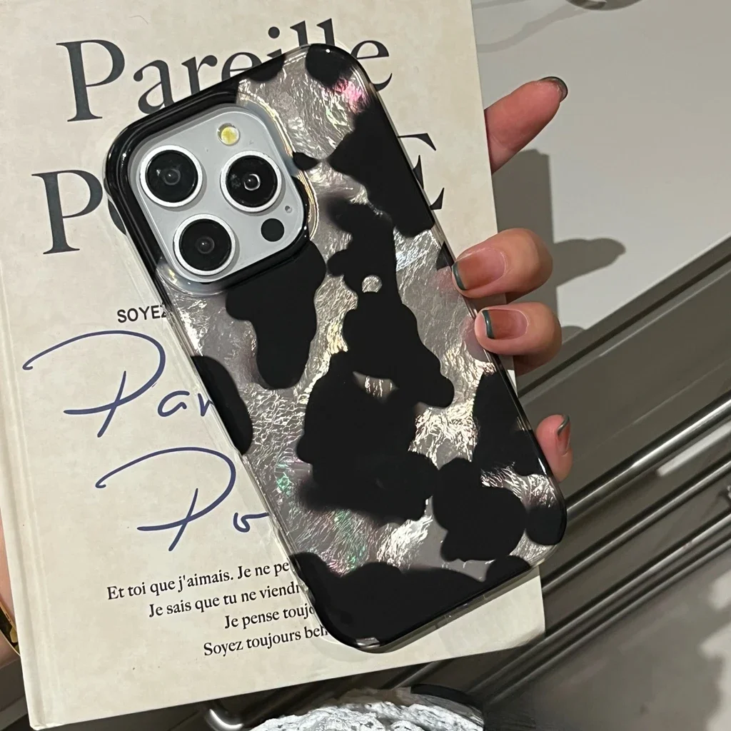 شاشة كاملة سوداء غير منتظمة هندسية اللون الاصطدام للصدمات واقية غطاء الهاتف آيفون 16 15 14 13 12 برو ماكس