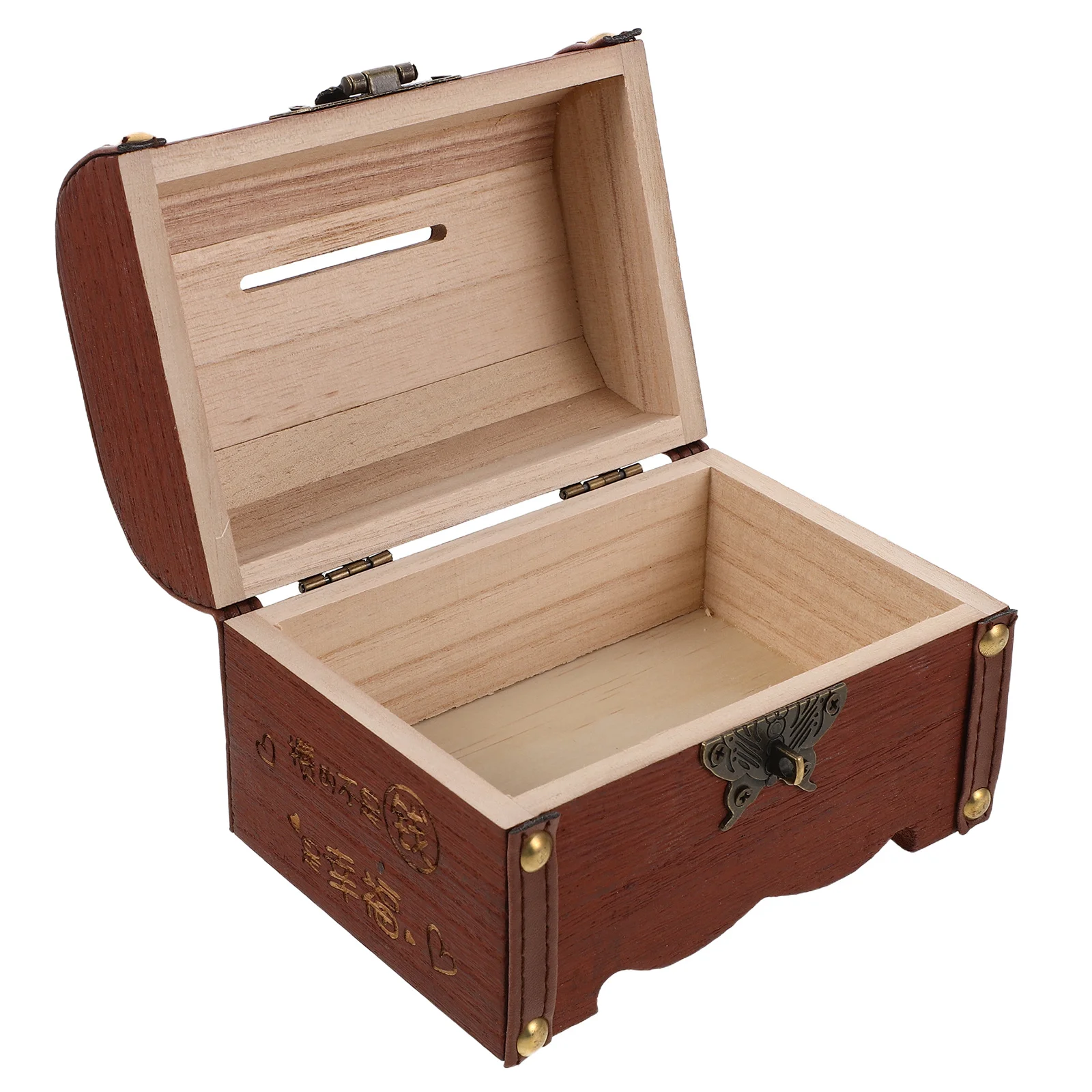 

Small Wooden Money Bank Lockable Vintage Pirate Treasure Chest Decorative Keepsake Box for Wedding Home Party Favor