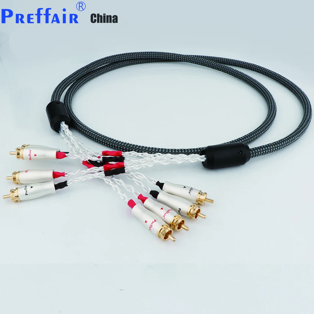 

Позолоченный аудиокабель Preffair для динамиков Hi-Fi с разъемом 4RCA на 4RCA