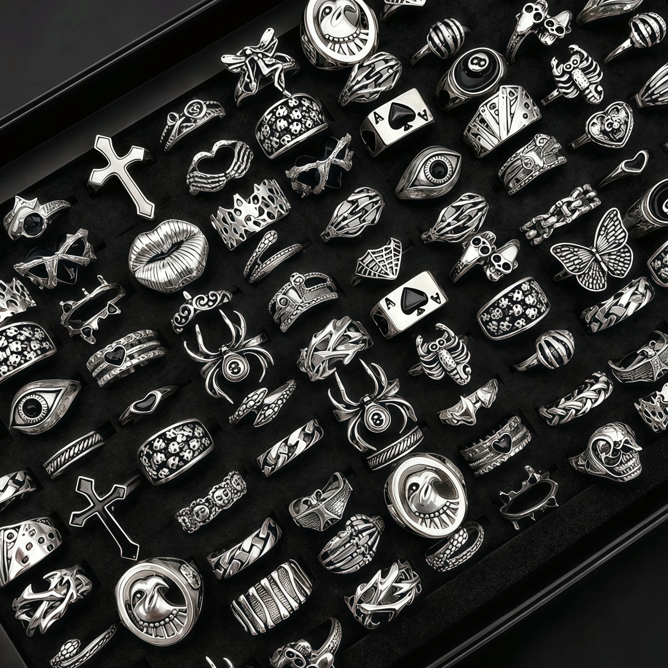 10/20/30/50/100Pieces Vintage - Gothic Skull Ring recension och pris