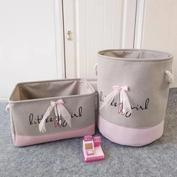 Pink Storage Basket for Girls Toys Cartoon Sundries Basket Clothes Storage Bin Collapsible Laundry Hamper for Home Organizer