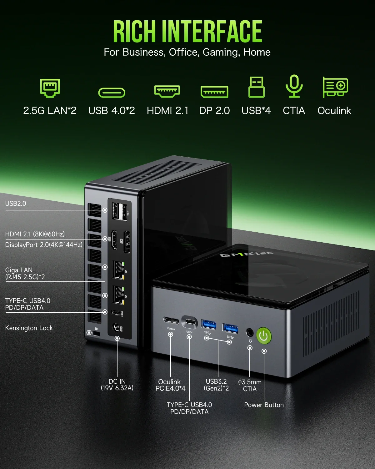 GMKtec M7 MINI PC Updated Version AMD R7 Pro 6850H Wins 11 Pro DDR5 NVME SSD PCIE 3.0 Wifi6 BT5.2 8K HD Desktop Gaming Computer