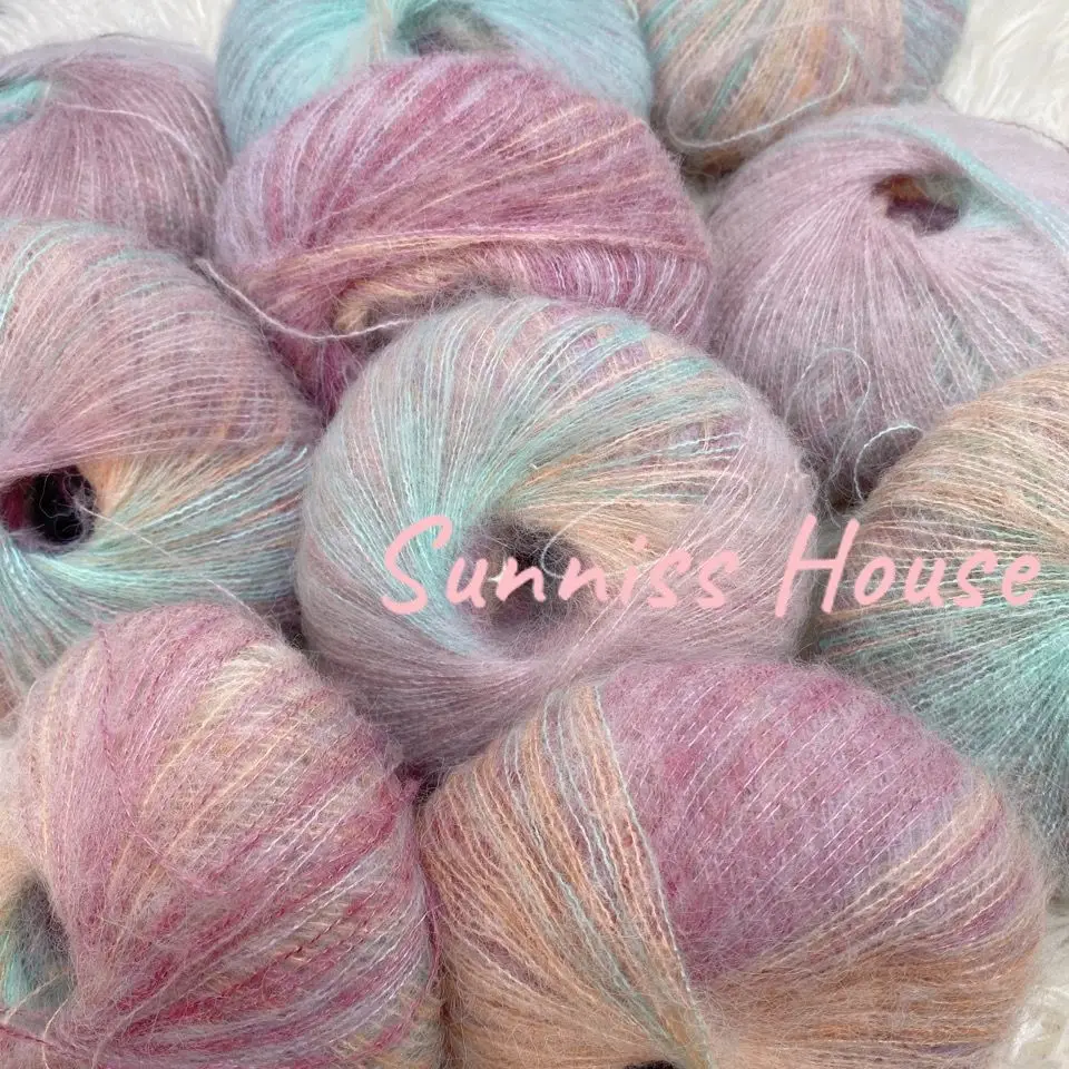 

250g Long Dyed Wool Mohair Yarn 10pcs Yarn Baby Sweater Crochet Yarn Durability Rainbow Segment Scarf Package Content