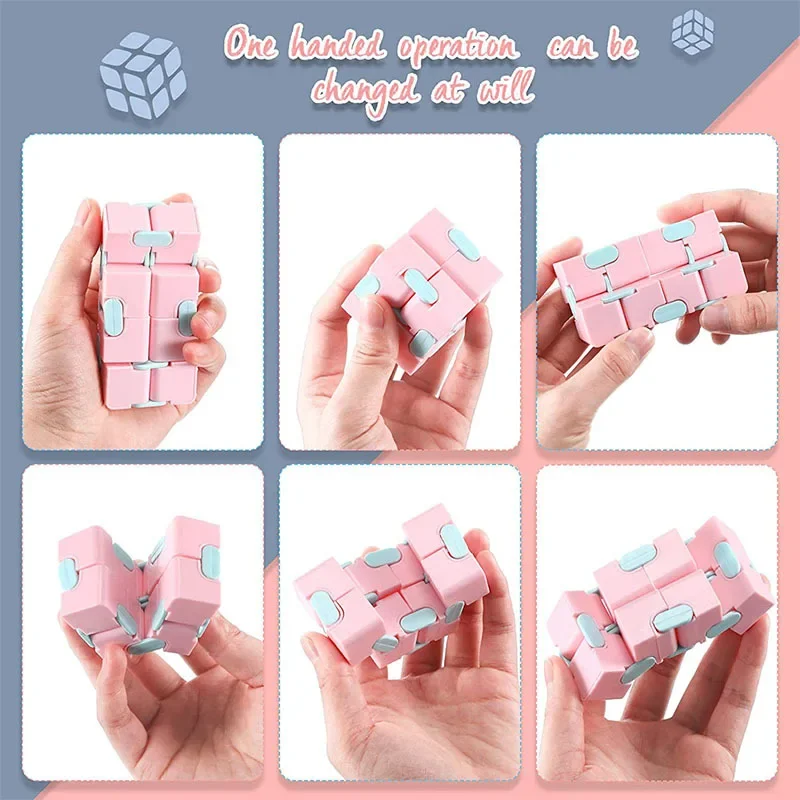 Cubo dobrável brinquedo fidget quadrado plástico cubo mágico escritório flip quebra-cabeça cúbico ventilação para crianças tdah autismo crianças adulto descompressão