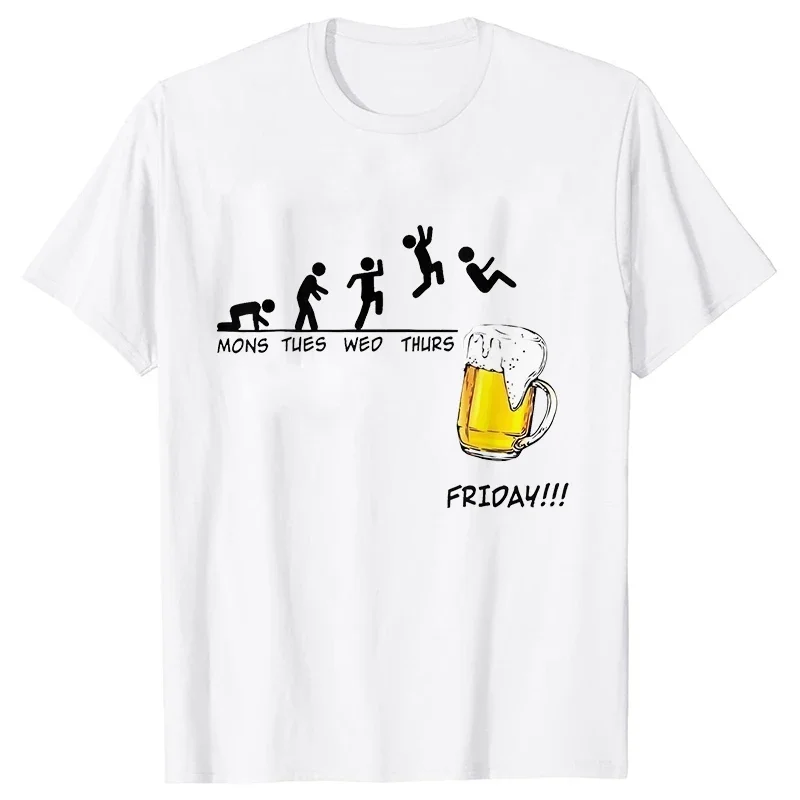 Funny T-Shirts for Men Drinking Lover Y2k Tops Oversized Clothing Short Sleeve Friends Friday Beer Day Weekend Party Streetwear