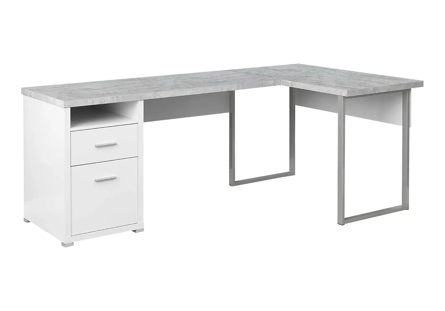 White Cement-Look Computer Desk 80