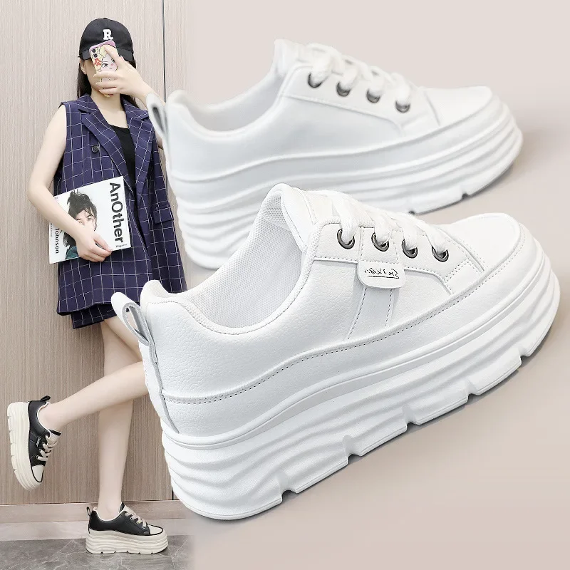 

Trendy Off White Shoes for Women Comfortable Soft Sole Platform Sneakers Casual Running White Sneakers Heightening Women Shoes