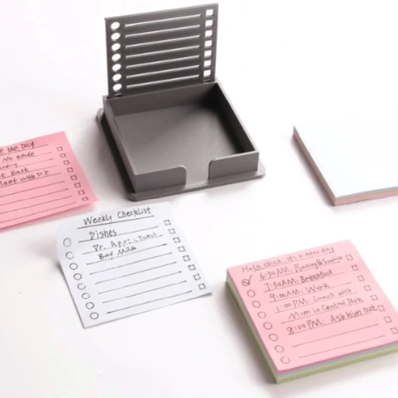 Plastic Sticky Note Template Craft Business Card Case Office Bookmark Notebook Holder Memo Pads Storage Box