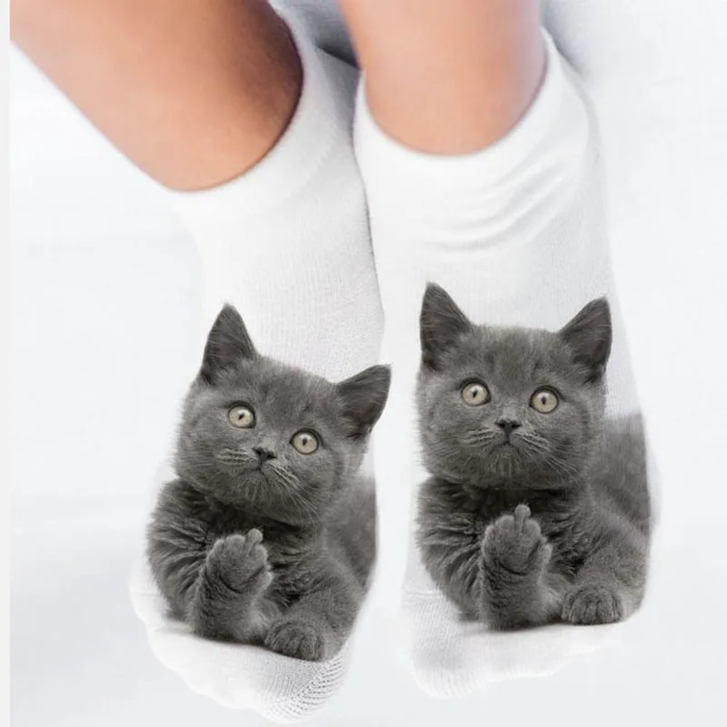 1-5 Pasang Kaus Kaki Pendek Katun Kartun 3D Kucing Anak Anjing Kaus Kaki Hewan Harajuku Kawaii Wanita Anak Perempuan Kaus Kaki Kaus Kaki Bernapas Kasual Sox