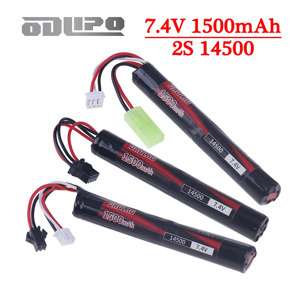 7.4V 1500mAh Li-ion Battery SM2P/SM4P/Tamiya Plug 14500 Battery 2S For Electric Toys Water Bullet Gun Mini Guns Battery Parts