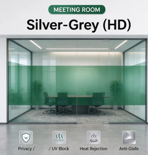 One Way Vision Silver Green HD Solar Window Tint Roll Light Filter Heat Insulation Privacy Film For Building Home