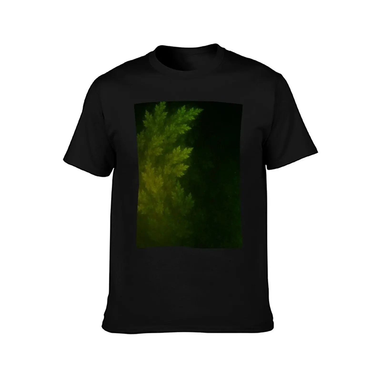 Beautiful Fractal Pines in the Misty Spring Night T-Shirt Urban Style Print T-Shirt