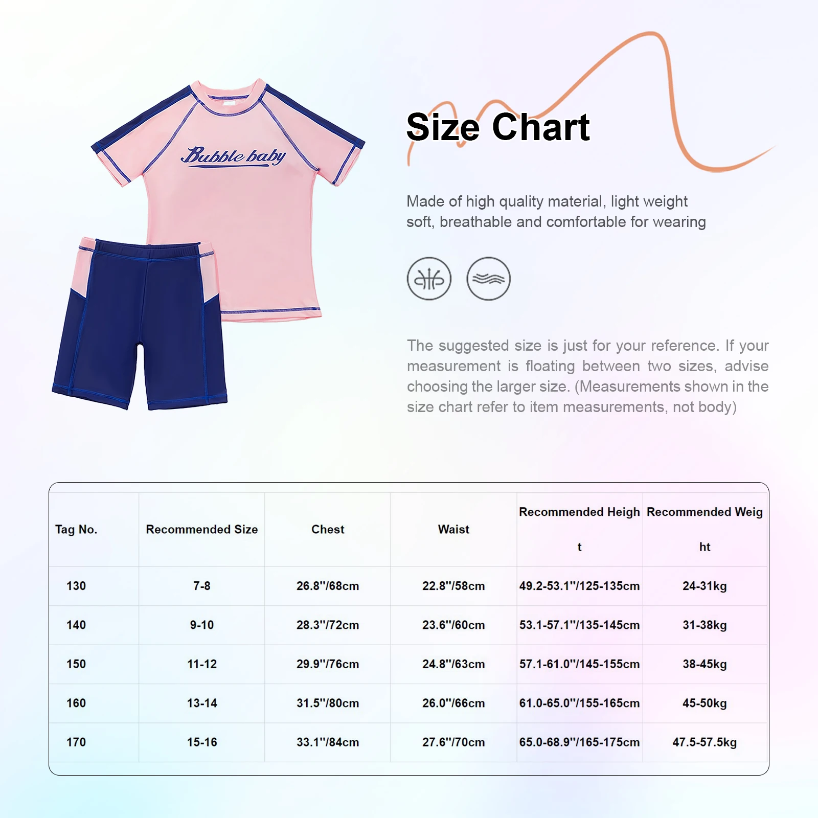 Kids Two Piece Rash Guard Swimsuit Swim Set Short Sleeve Top and Shorts Water Sport Swimwear UPF 50+ Sun Protection Bathing Suit