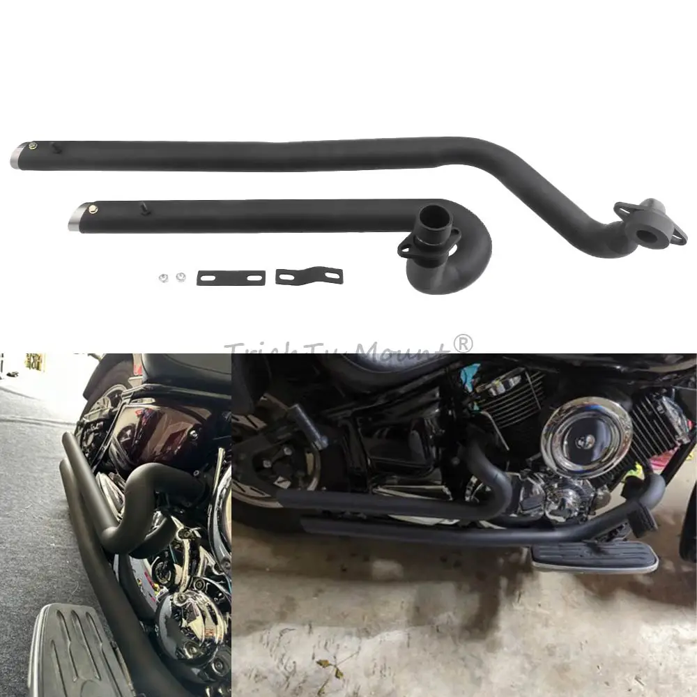 Motorcycle Muffler Exhaust Pipe Full Exhaust System For Yamaha V Star 1100 Custom Classic Drag Star Stainless Steel Aluminum