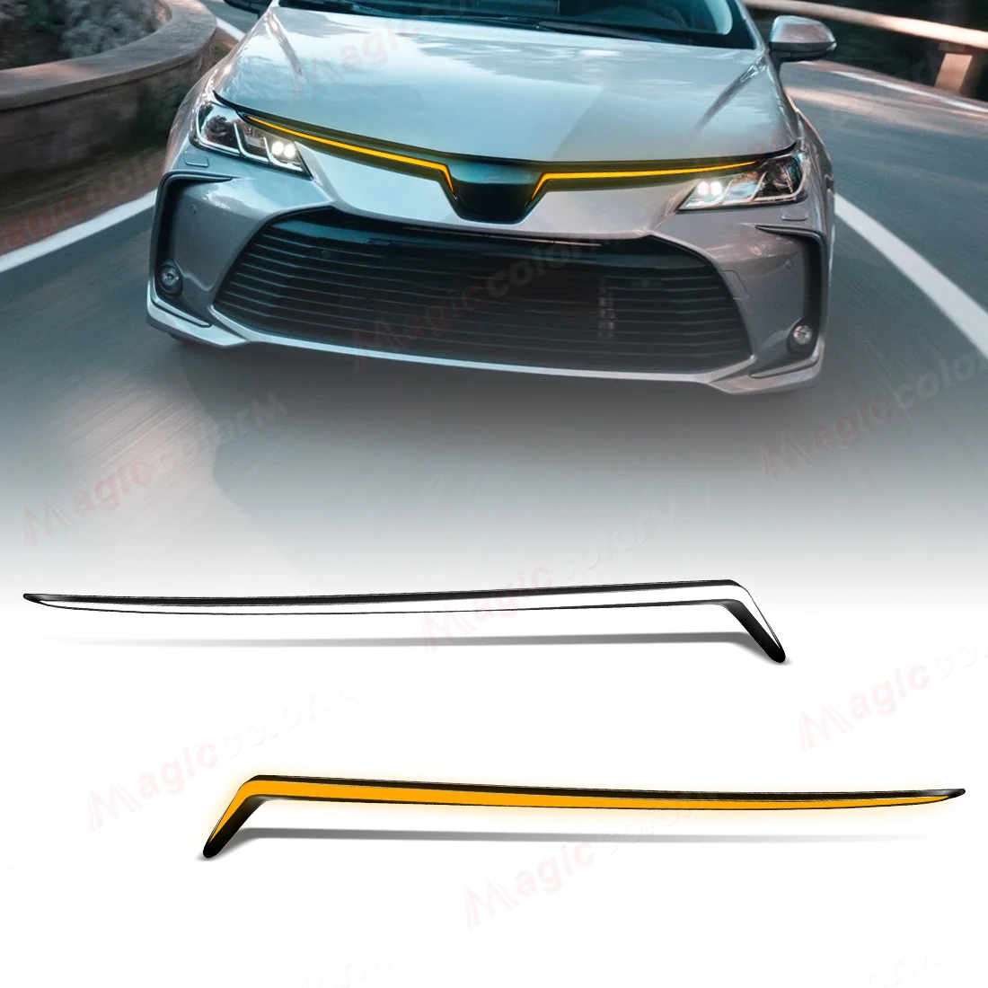 Car Engine Hood Front Bumper DRL For Toyota Corolla 2019 2020 2021 2022 2023 2024 2025 LED Daytime Running Lights Turn Signal