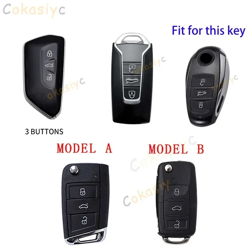 ل VW Volkswagen Polo Tiguan Passat B5 B6 B7 Golf 4 Jetta Lavida Skoda Octavia Golf 7 MK7 ID.3 4 غطاء حافظة مفاتيح السيارة من سبائك الزنك #2