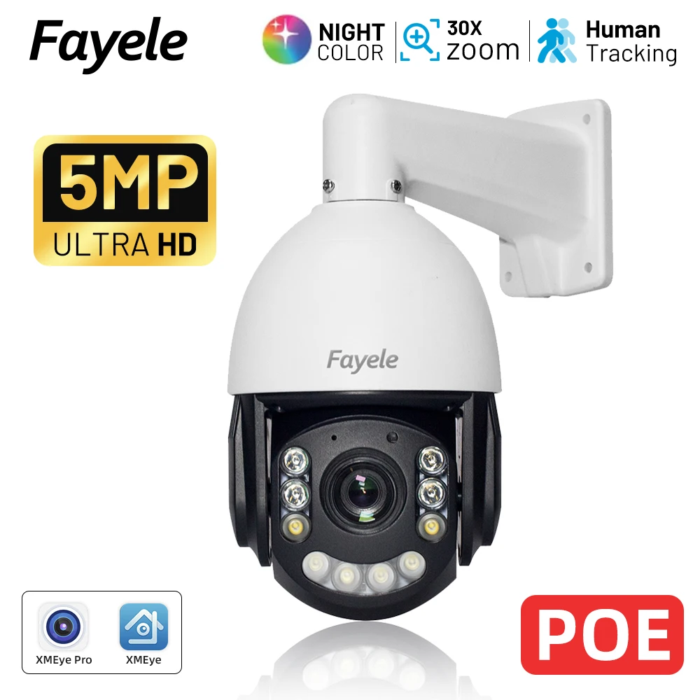 

CCTV 5MP POE PTZ Camera 4K 8MP Humanoid Auto Tracking 30X Zoom 2way Audio Color Night Vision H.265 Outdoor IP Camera XMeye