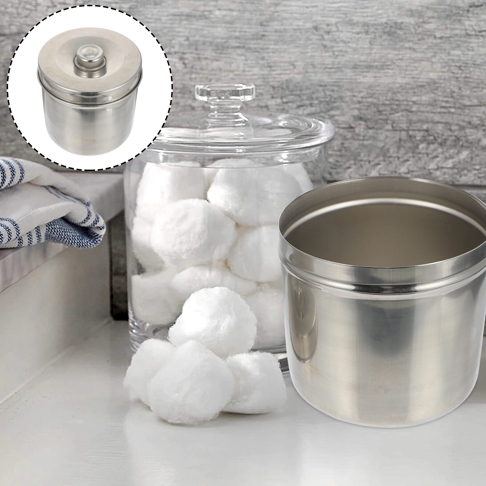 

Stainless Steel Storage Box Sterilization Jar For Cotton Balls Gauze Container Hospital Clinic Laboratory Cotton Storage Holder