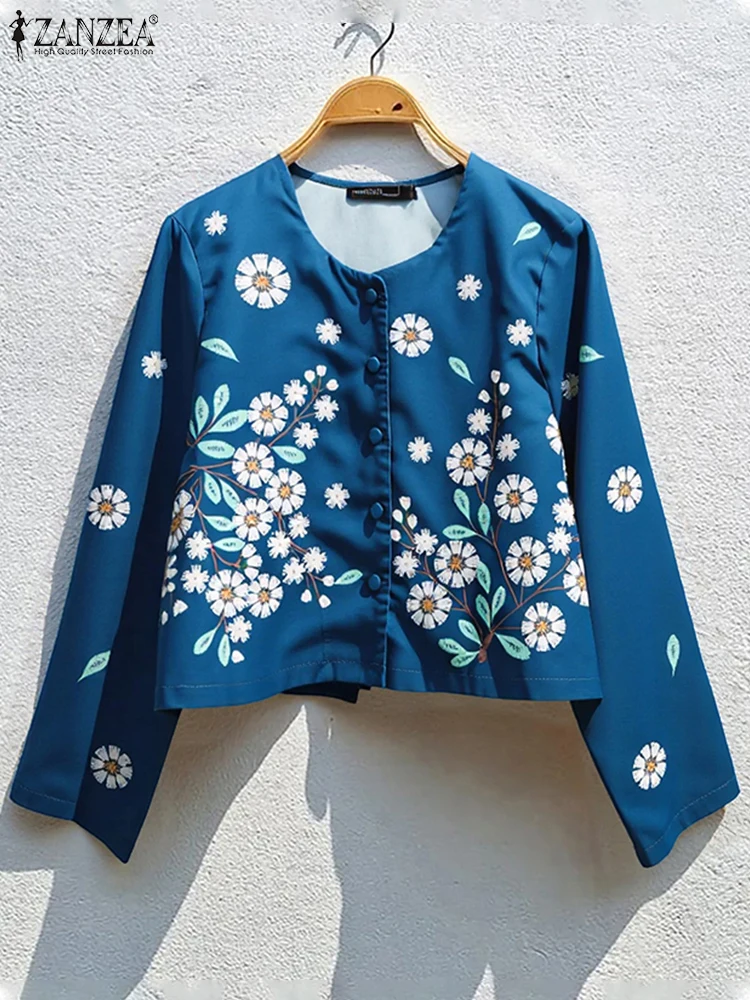 

2025 ZANZEA Women Long Sleeve Shirts Vintage Floral Print Blouse Autumn Buttons Casual Tops Loose Holiday Fashion Blusas Femme