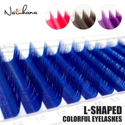 Natuhana Gemakkelijk Fan Gekleurde Wimpers L/Lu (M) krul Valse Wimpers Uitbreiding Individuele Auto Fan Kleur Mink Wimpers L Vormige Make-Up