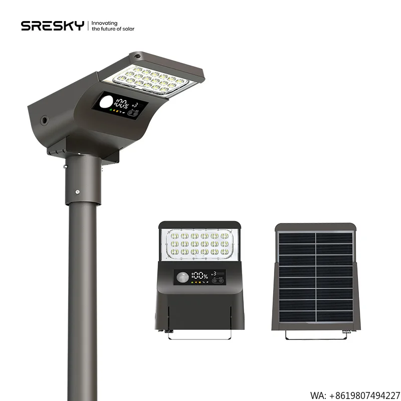 Lámpara Solar con Sensor de Movimiento SRESKY, Lámparas Solares para Exteriores, Luces Solares LED para Calle, Farola Solar para Exteriores