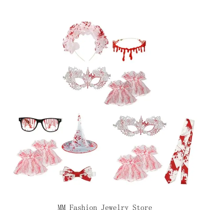 مجموعة إكسسوارات الهالوين المرعبة الواقعية من D0UB لحفلات أزياء الرعب والمكياج المخيف #1