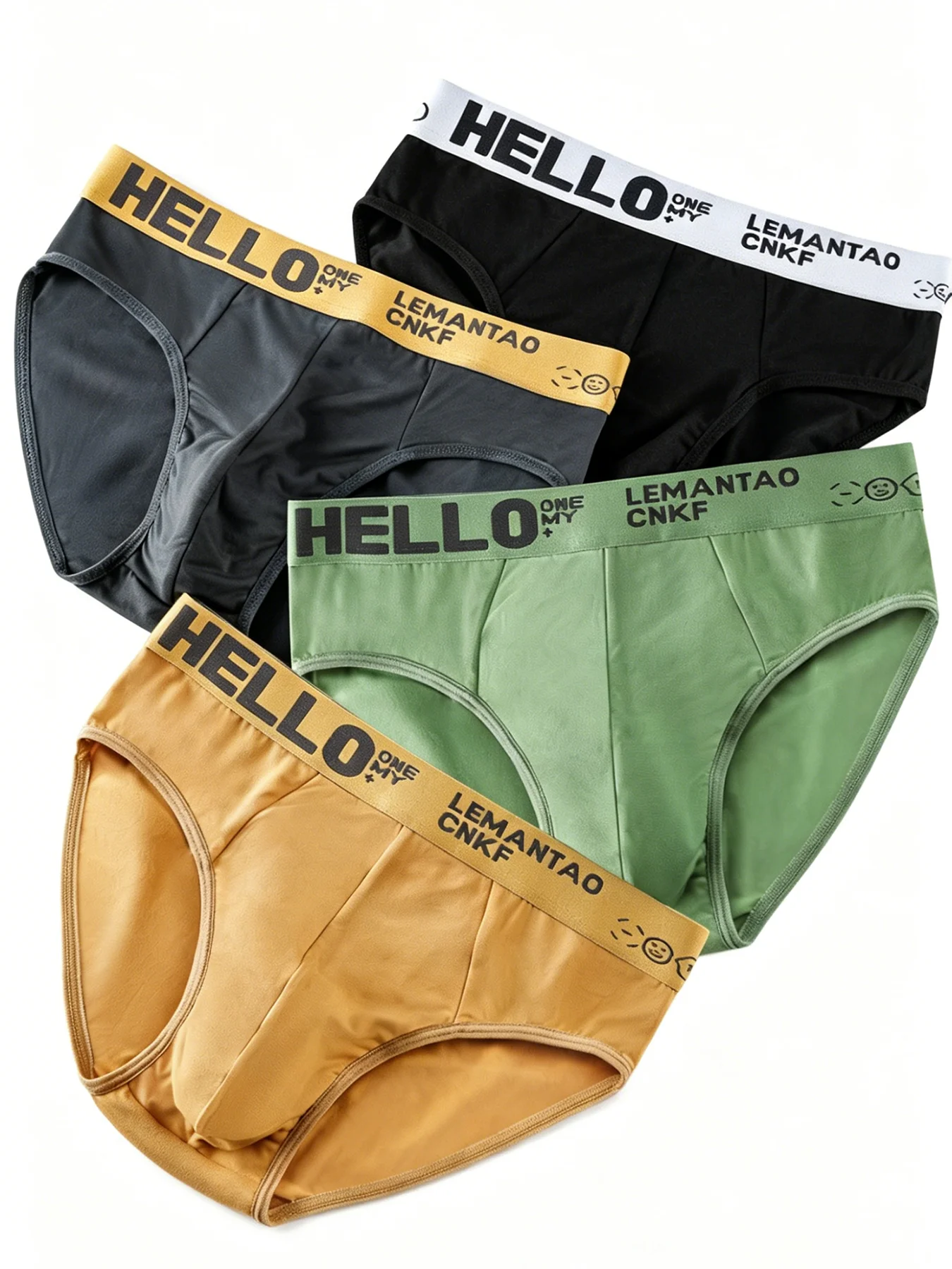 4pcs/set Men's Briefs Soft Breathable Male Underwear Comfortable Stretch Mid-waist Triangle Panties Plus Size L-5XL Wholesale