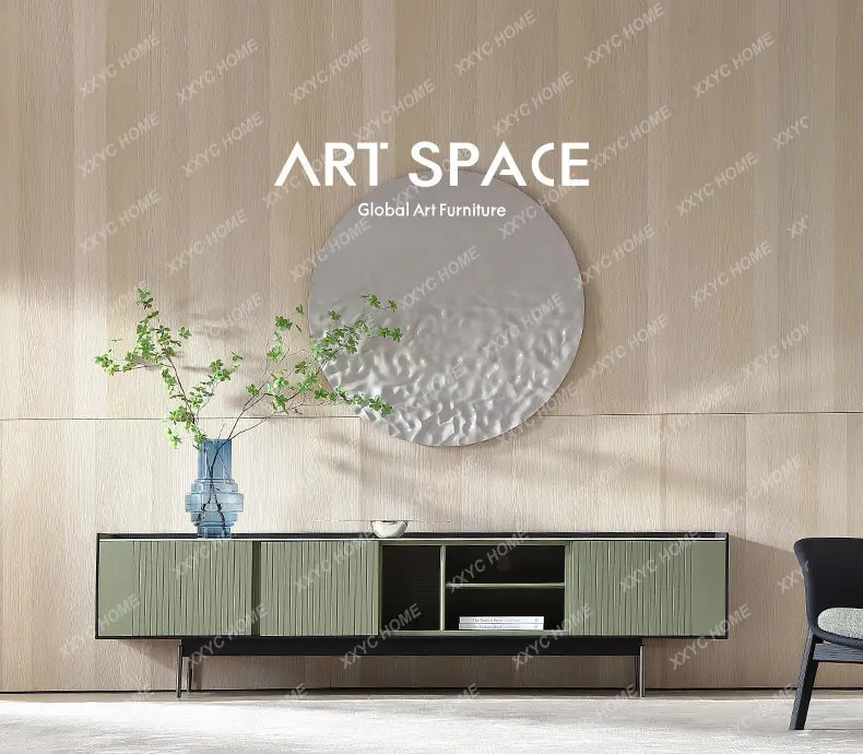 minimalist living room TV cabinet coffee table combination, modern minimalist villa storage floor cabinet